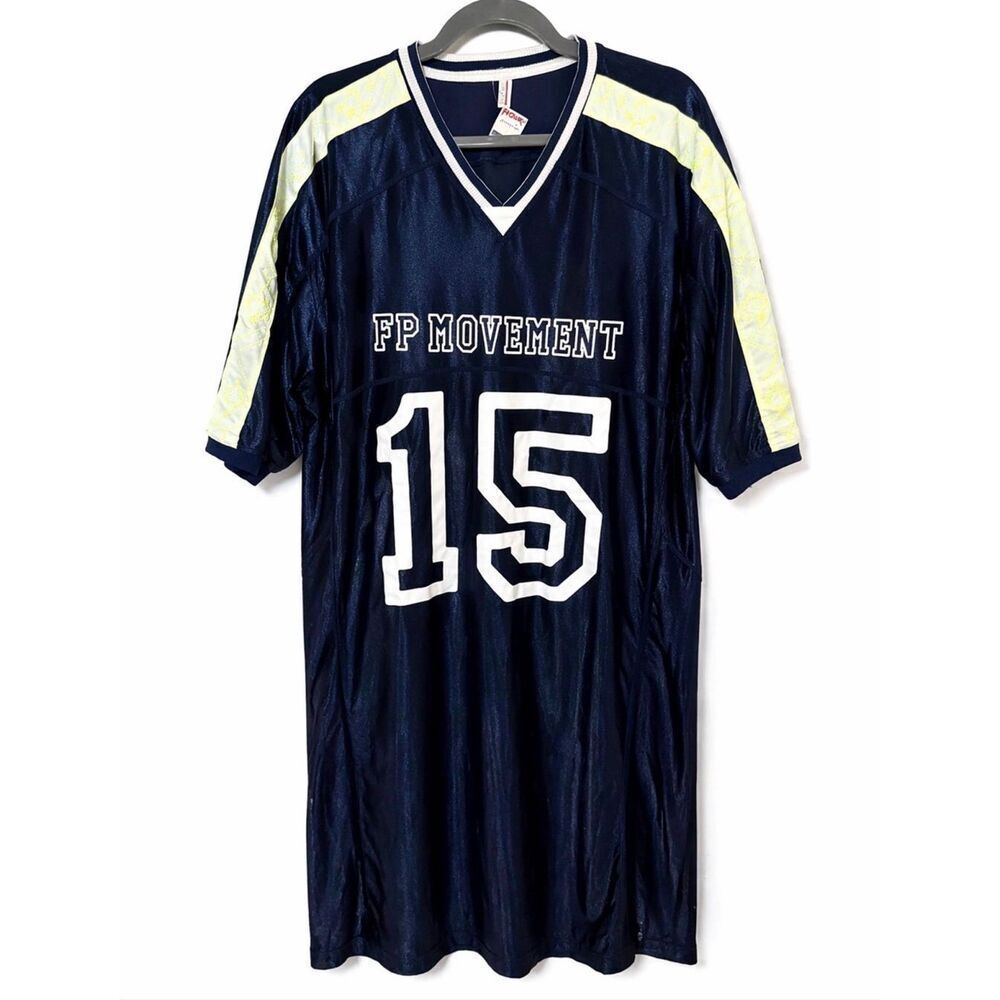 FP Movement Jersey Dress Womens Oversized Navy Athletic Tee Dress Graphic 15 NEW